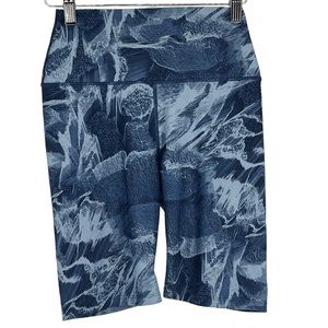 CARBON 38 OCEAN PRINT HIGH RISE WAVE ABSTRACT PRINT BIKE SHORTS SMALL